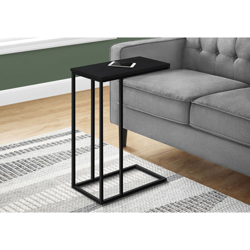 Monarch Contemporary Rectangular C-Shelf Accent Table - Black