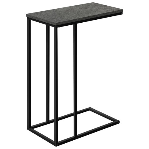 Monarch Contemporary Rectangular C-Shelf Accent Table - Grey Stone-Look