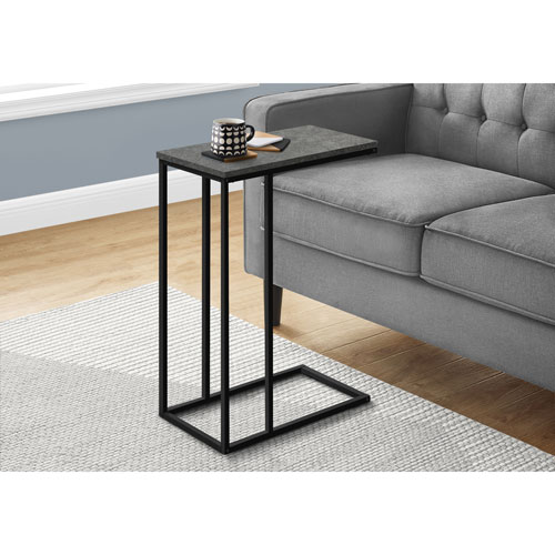 Monarch Contemporary Rectangular C-Shelf Accent Table - Grey Stone-Look