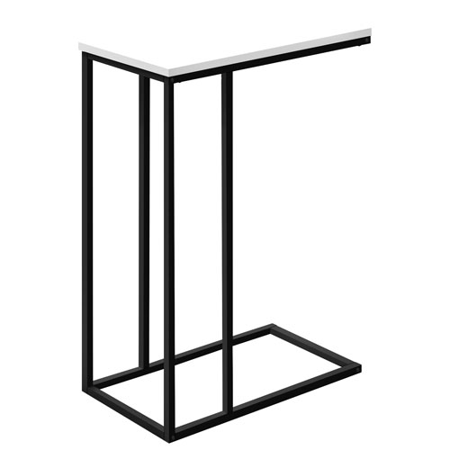 Monarch Contemporary Rectangular C-Shelf Accent Table - White