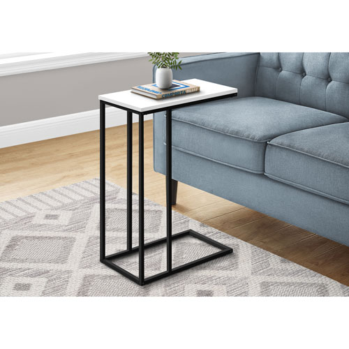 Monarch Contemporary Rectangular C-Shelf Accent Table - White
