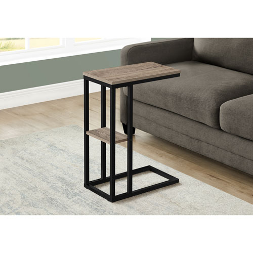 Monarch Contemporary Rectangular 2-Shelf Accent Table - Dark Taupe/Black