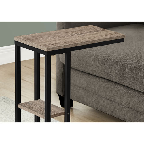 Monarch Contemporary Rectangular 2-Shelf Accent Table - Dark Taupe/Black
