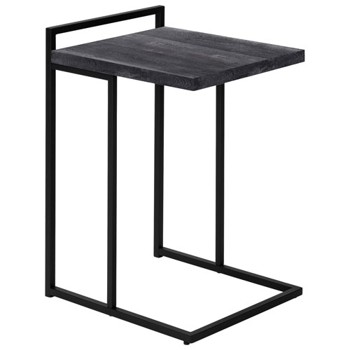 Monarch Thick-Panel Contemporary Rectangular Accent Table - Black Reclaimed Wood-Look/Black