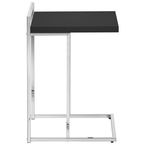 Monarch Thick-Panel Contemporary Rectangular Accent Table - Black/Chrome