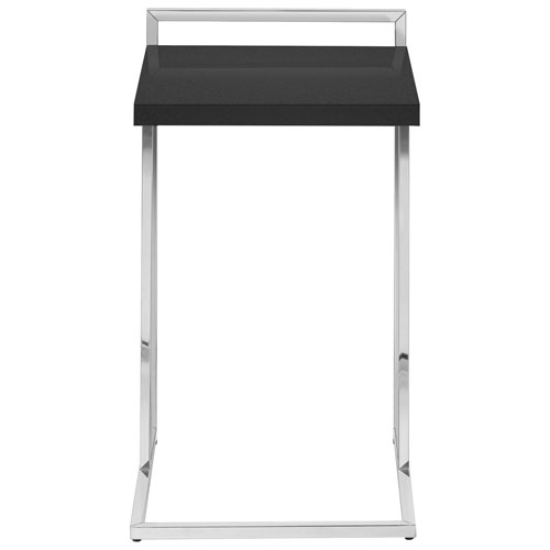 Monarch Thick-Panel Contemporary Rectangular Accent Table - Black/Chrome