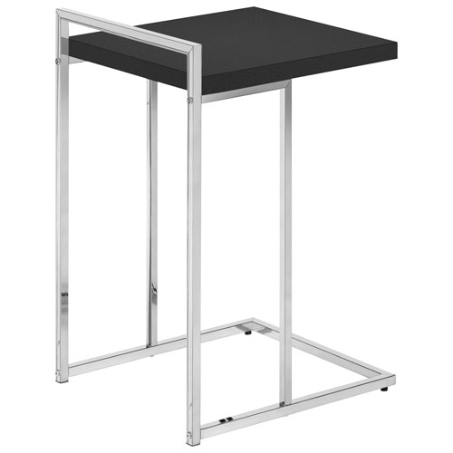 Monarch Thick-Panel Contemporary Rectangular Accent Table - Black/Chrome