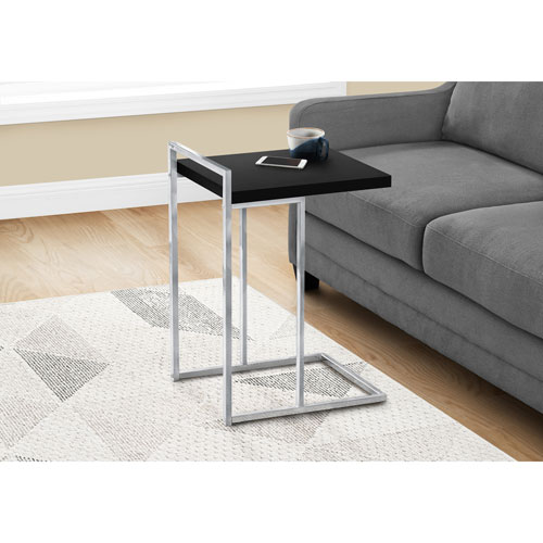 Monarch Thick-Panel Contemporary Rectangular Accent Table - Black/Chrome