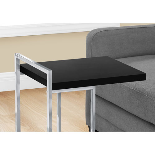 Monarch Thick-Panel Contemporary Rectangular Accent Table - Black/Chrome