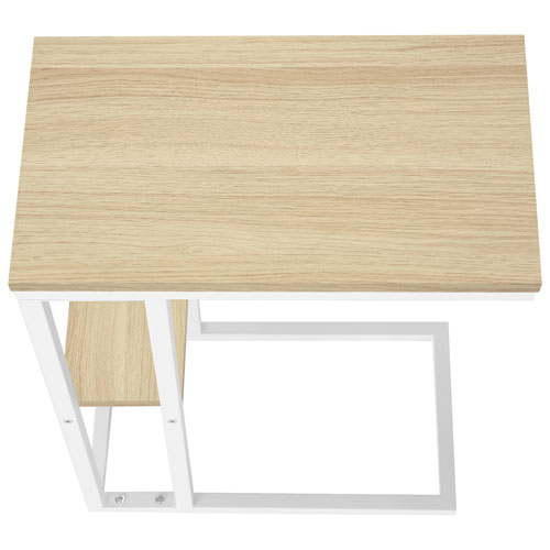 Table d'appoint rectangulaire contemporaine à 2 tablettes de Monarch - Naturel/Blanc