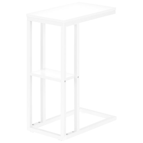 Monarch Contemporary Rectangular 2-Shelf Accent Table - White/White