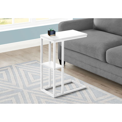 Monarch Contemporary Rectangular 2-Shelf Accent Table - White/White