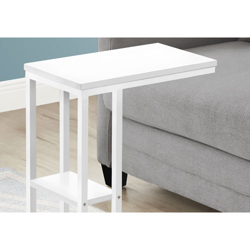 Monarch Contemporary Rectangular 2-Shelf Accent Table - White/White