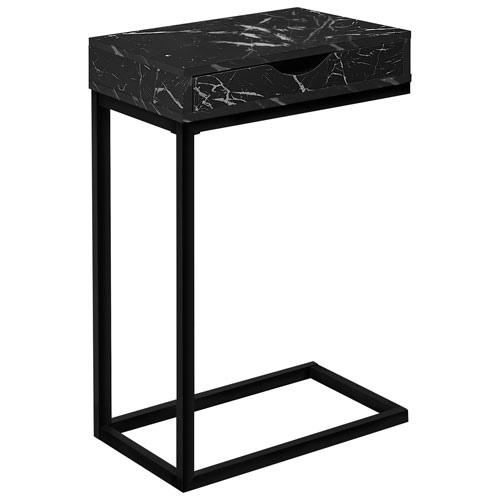 Monarch Contemporary Rectangular Accent Table - Black Marble-Look