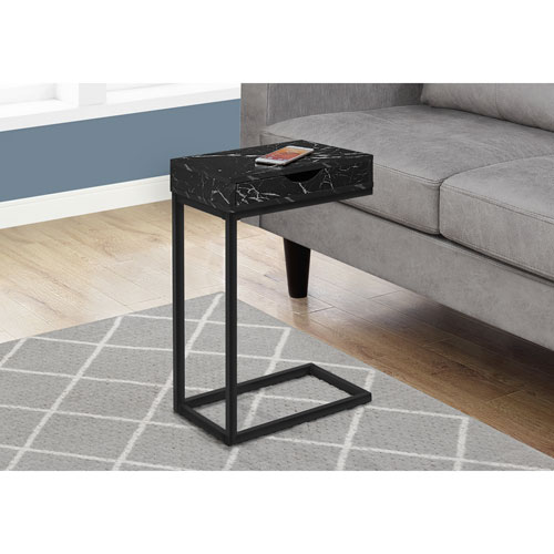 Monarch Contemporary Rectangular Accent Table - Black Marble-Look