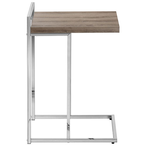 Monarch Thick-Panel Contemporary Rectangular Accent Table - Dark Taupe/Chrome