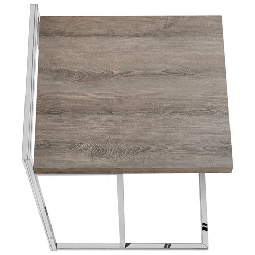 Monarch Thick-Panel Contemporary Rectangular Accent Table - Dark Taupe/Chrome