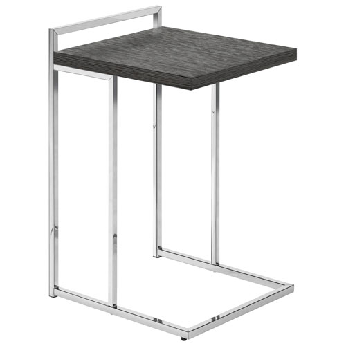 Monarch Thick-Panel Contemporary Rectangular Accent Table - Grey/Chrome