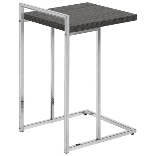 Monarch Thick-Panel Contemporary Rectangular Accent Table - Grey/Chrome
