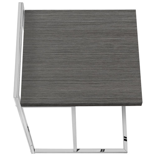 Monarch Thick-Panel Contemporary Rectangular Accent Table - Grey/Chrome