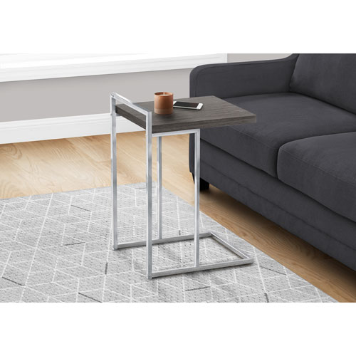 Monarch Thick-Panel Contemporary Rectangular Accent Table - Grey/Chrome