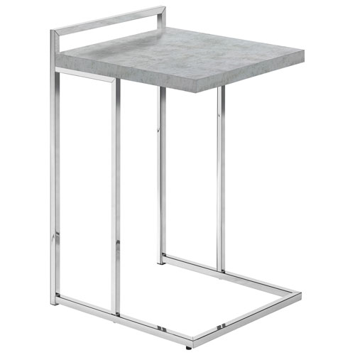 Monarch Thick-Panel Contemporary Rectangular Accent Table - Grey Cement-Look/Chrome