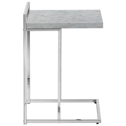 Monarch Thick-Panel Contemporary Rectangular Accent Table - Grey Cement-Look/Chrome