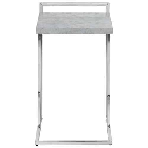 Monarch Thick-Panel Contemporary Rectangular Accent Table - Grey Cement-Look/Chrome