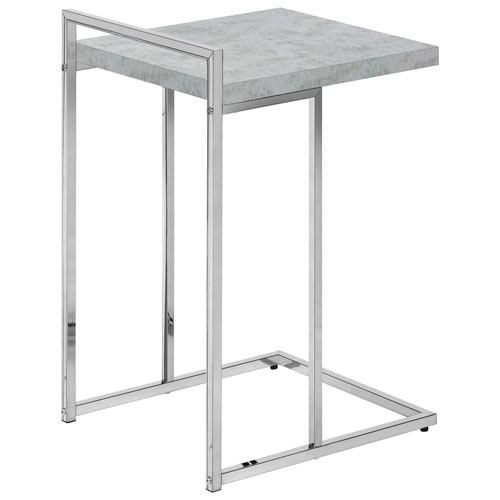 Monarch Thick-Panel Contemporary Rectangular Accent Table - Grey Cement-Look/Chrome