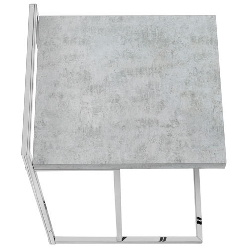 Monarch Thick-Panel Contemporary Rectangular Accent Table - Grey Cement-Look/Chrome