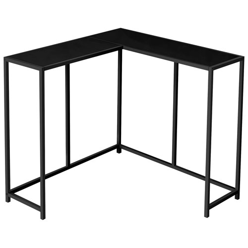 Monarch Contemporary L-Shape Console Table - Black