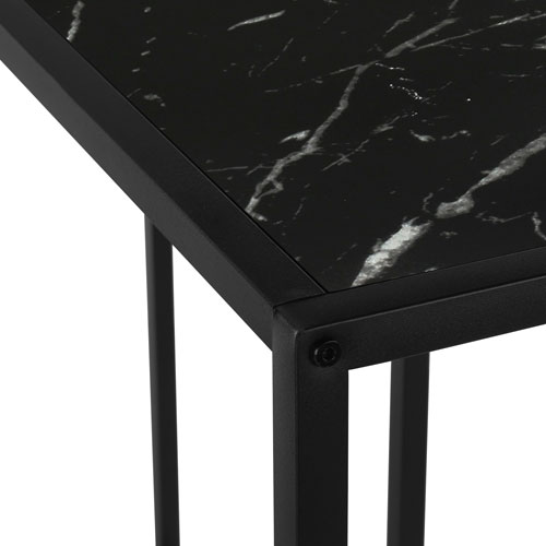 Monarch Contemporary L-Shape Console Table - Black Marble-Look