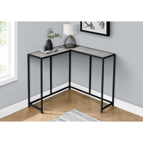 Monarch Contemporary L-Shape Console Table - Grey