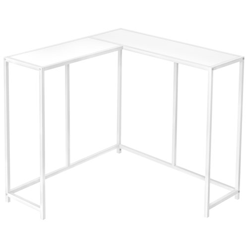 Monarch Contemporary L-Shape Console Table - White