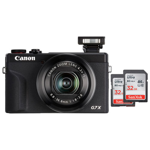 Canon PowerShot G7 X Mark III Wi-Fi 20.1MP Digital Camera with 2 32GB Memory Cards - Black - Only at Best Buy