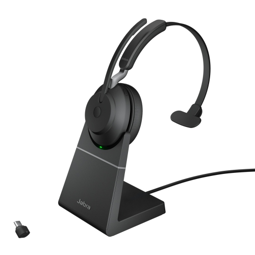 Écouteurs mono USB-C UC Evolve2 65 de Jabra avec support de recharge - Noir