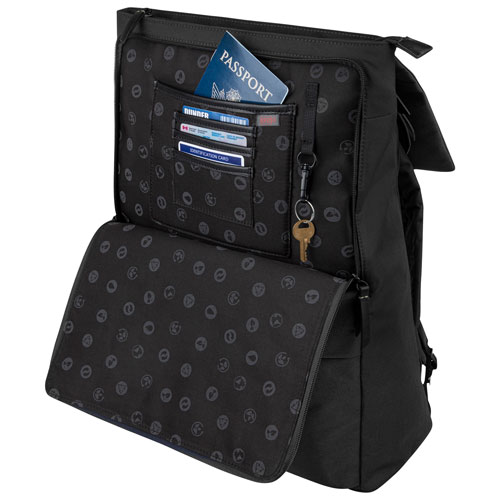 Sac griffé uni REBORN de Bugatti pour portable de 15,6 po - Noir