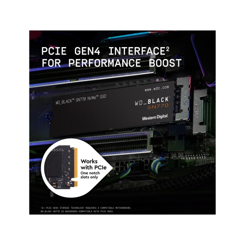 Western Digital WD_BLACK SN770 M.2 2280 1TB PCIe Gen4 16GT/s, up to 4 Lanes Internal Solid State Drive WDS100T3X0E