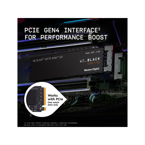 Western Digital WD_BLACK SN770 M.2 2280 2TB PCIe Gen4 16GT/s, up to 4 Lanes Internal Solid State Drive WDS200T3X0E