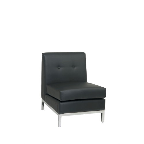 Wall Street Armless Chair Black Faux Leather