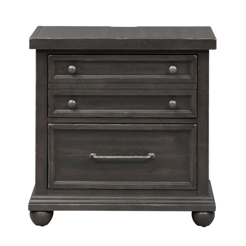 Harvest Home Black Night Stand w/ Charging Station