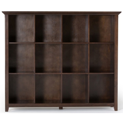 Simpli Home Acadian Wood 48" x 57" Transitional 12 Cube in Brunette Brown