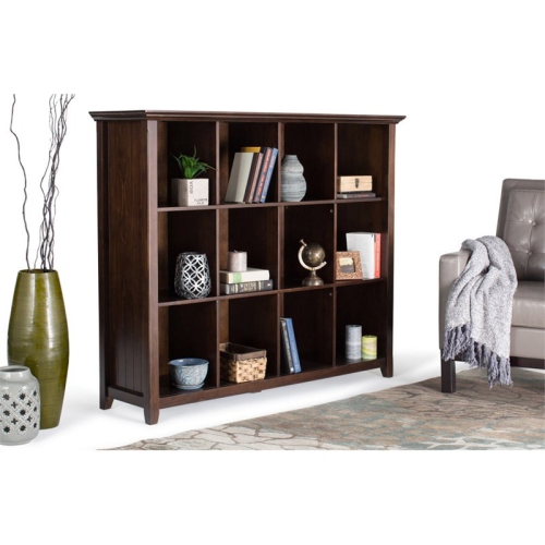 Simpli Home Acadian Wood 48" x 57" Transitional 12 Cube in Brunette Brown