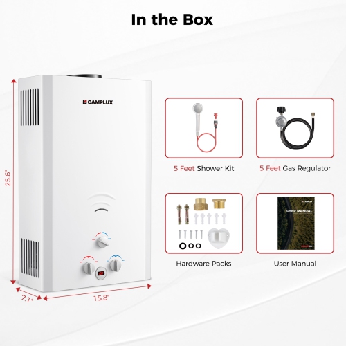 Camplux 4.22 GPM 110,000 BTU Outdoor Portable Propane Tankless Water Heater with Digital Display