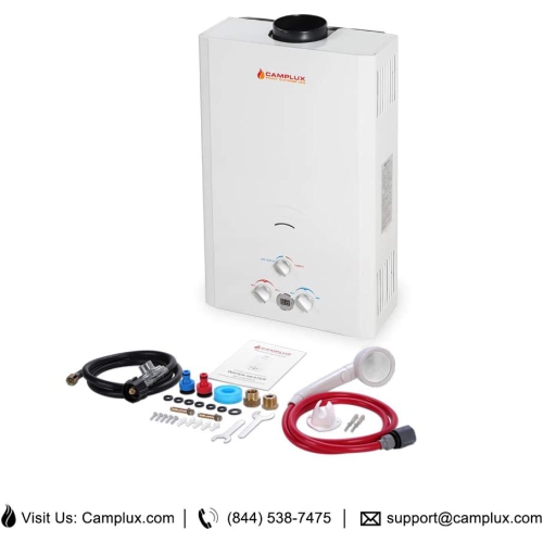 Camplux 4.22 GPM 110,000 BTU Outdoor Portable Propane Tankless Water Heater with Digital Display