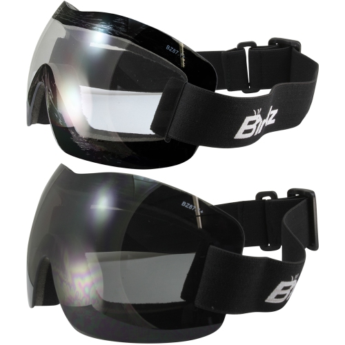 2 Pairs Of Birdz Eyewear Starling Frameless Skydiving Motorcycle Goggles With Clear & Smoke