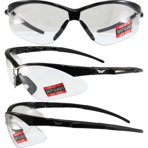 Global Vision Fast Freddie Wraparound Motorcycle Safety Sunglasses Black  Frame W/ Clear Lenses Ansi Z87.1 Shatterproof Lenses Uv400 Scratch  Resistant, & Sports Glasses For Men