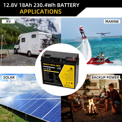 ROCKSOLAR 12V 18AH Deep Cycle LiFePO4 Battery