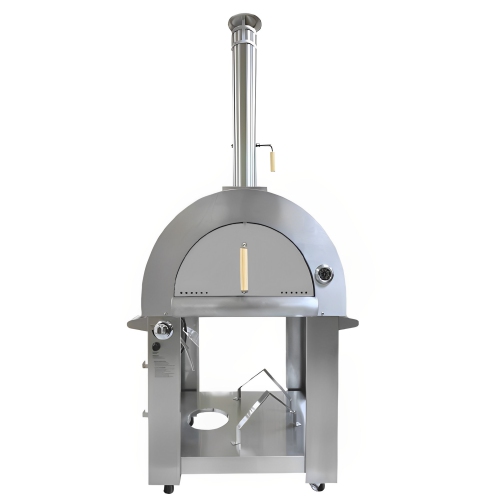 CROWN Professional Wood and Gas Pizza Oven - Stainless Steel 35000 BTU Outdoor Pizza Oven with Dual Fuel Capability | APOG03