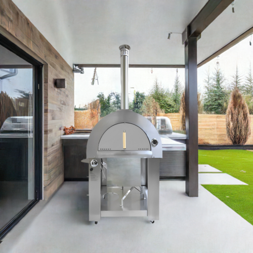 CROWN Professional Wood and Gas Pizza Oven - Stainless Steel 35000 BTU Outdoor Pizza Oven with Dual Fuel Capability | APOG03